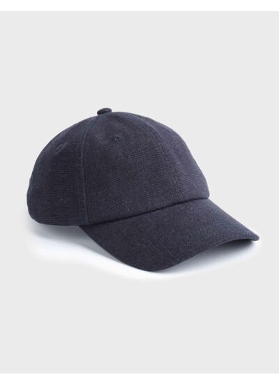 Casquette en toile de viscose et lin marine