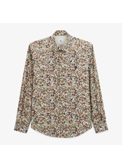 Chemise à fleurs vert militaire