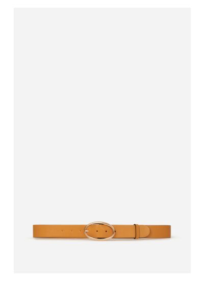 Ceinture à boucle ovale en cuir lisse