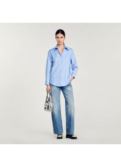 Chemise rayée à dos ouvert en dentelle