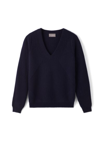 Pull V ample jeux de côtes - Femme - MARINE