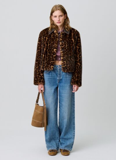 Claudie pierlot Manteau fausse fourrure léopard