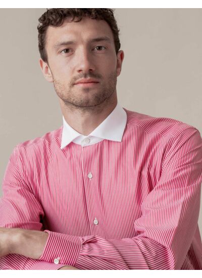 Chemise Classique en popeline rayée bordeaux