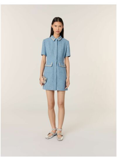 Robe courte en tweed à sequins