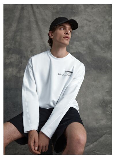 Sweat-shirt en coton mélangé non gratté