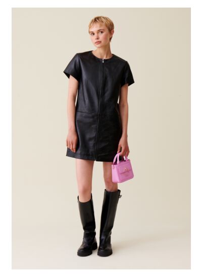 Robe cuir courte zippée