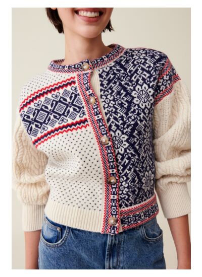 Cardigan laine motif torsadé