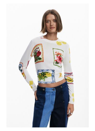 Pull à motifs tropicaux