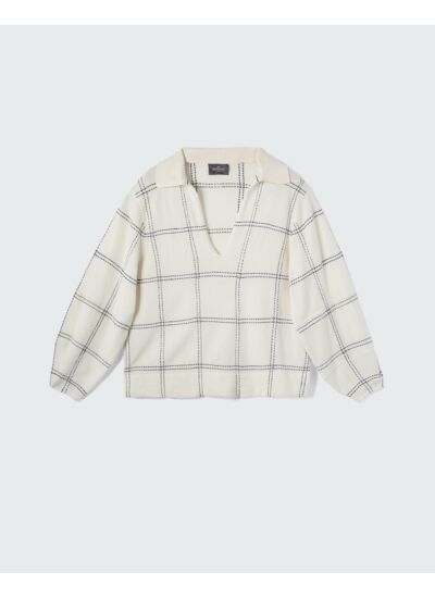 Polo à motif surpiqué - Femme - NATUREL/MARINE