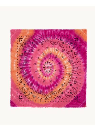Grand Bandana Hachiko Sunny Print Grand bandana cachemire imprimé tie & dye, 2 fils