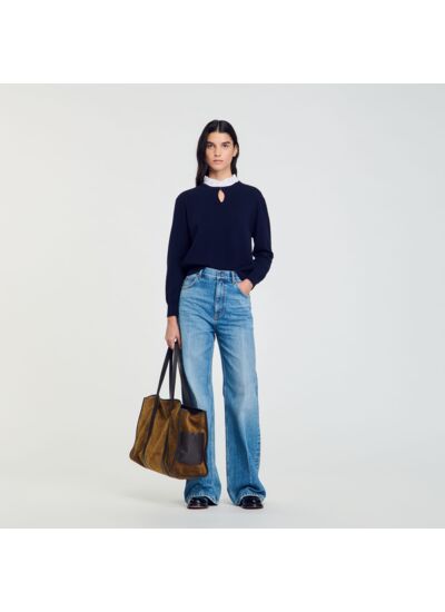 Pull en laine et cachemire à volant