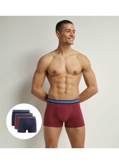 Lot de 3 boxers homme en coton bio Bleu Rouge Denim Dim Good