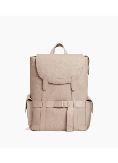 Sac à dos à rabat Noah en cuir grain buffle et cuir lisse