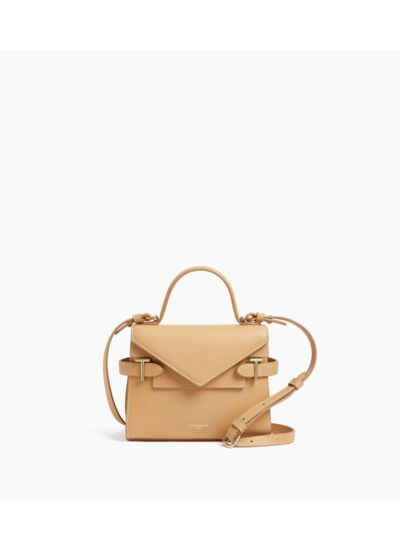 Petit sac à main double rabat Emilie en cuir grainé