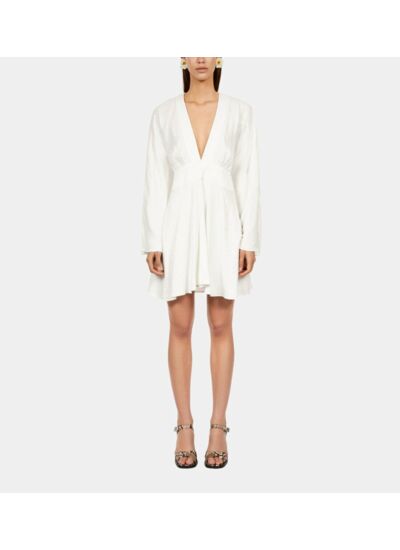 Robe Courte Blanche Jacquard Baroque Femme