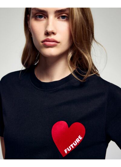 T-shirt Col Rond Manches Courtes Cœur