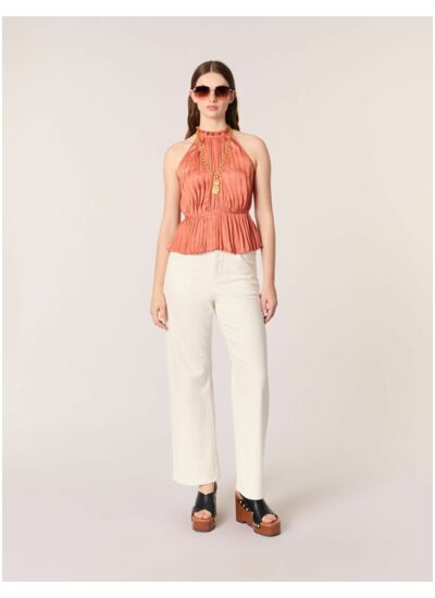 Top sans manches plissé