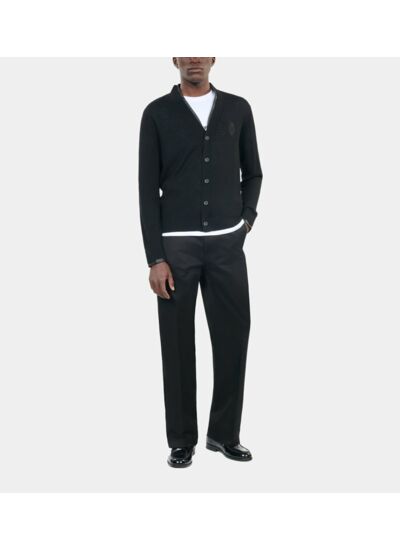 Cardigan En Laine Merinos Noire Homme