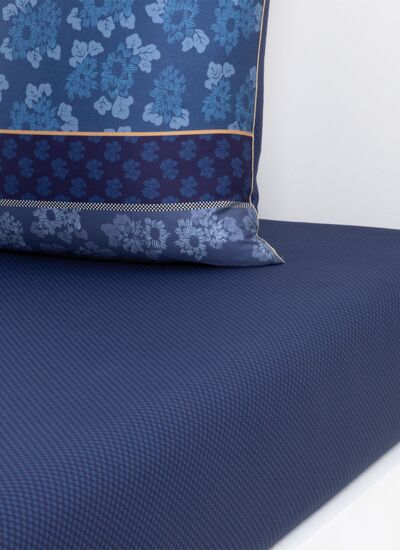 Kenzo - Drap housse en satin bleu, K Origami