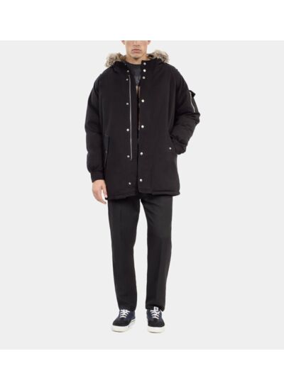 Parka À Capuche Noire Homme
