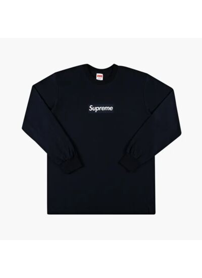 Supreme T-Shirt Manches Longues Box Logo Bleu Marine