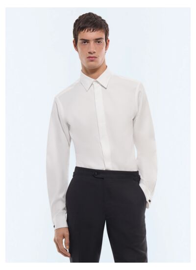 Chemise gorge cachée en coton nid d'abeille