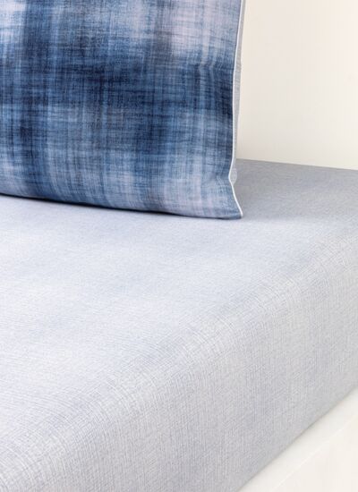 Lacoste - Drap housse en satin de coton lavé bleu, L Denim