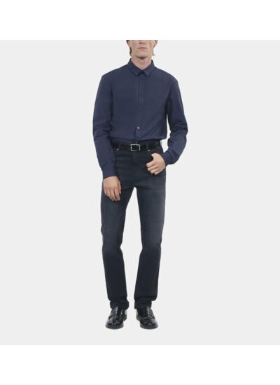 Chemise En Popeline Bleu Marine Homme