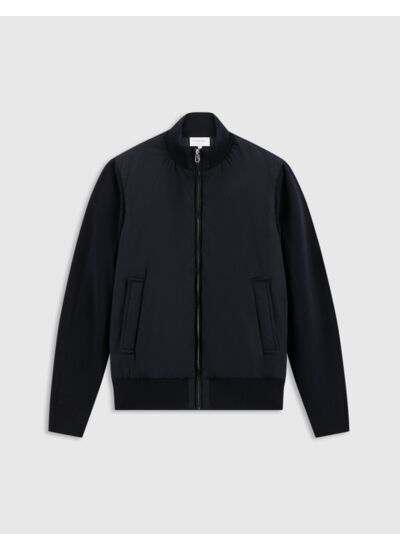Blouson isidro bi-matière uni marine