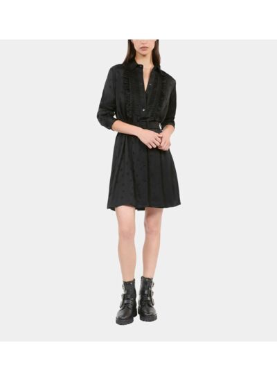 Robe Courte Jacquard Noir Femme