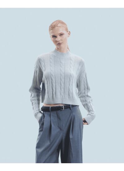 Pull Col Montant Court à Torsades