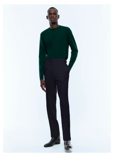 Pantalon ajusté en serge de laine