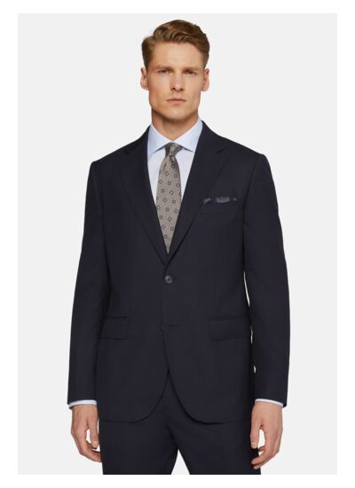 Costume Bleu Marine à Microfantaisie en Laine