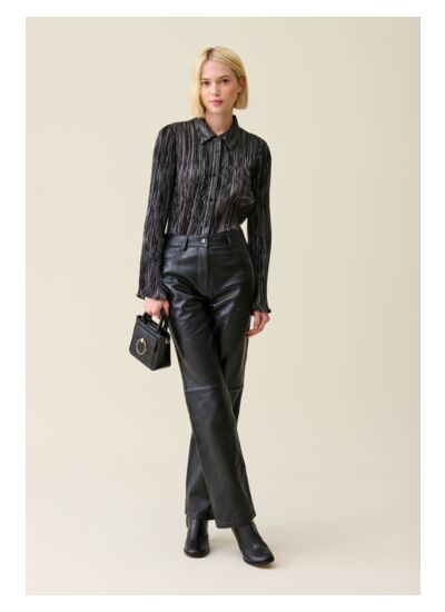 Blouse plissée fluide argentée