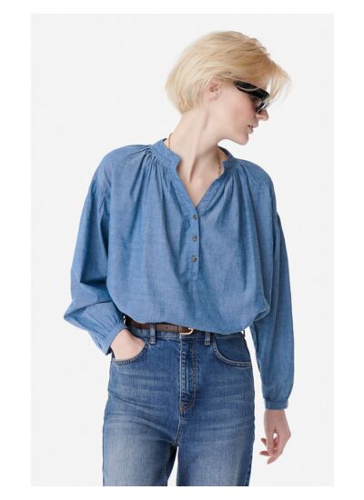 BLOUSE COL V 100% coton