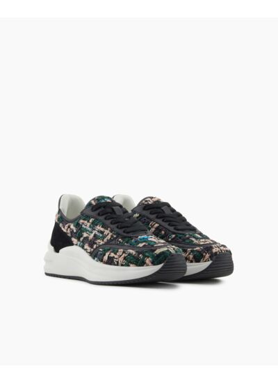 Snk boucle+act.lea+c-grn/blk/beige+blk+bk