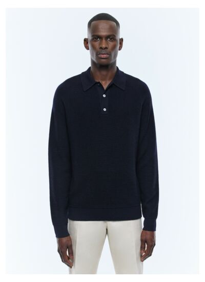 Polo point de riz en laine certifiée