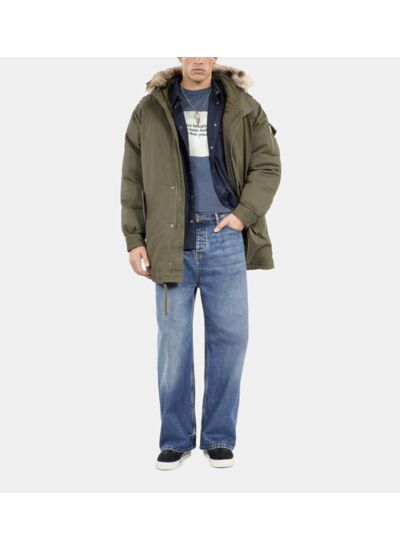 Parka À Capuche Kaki Homme