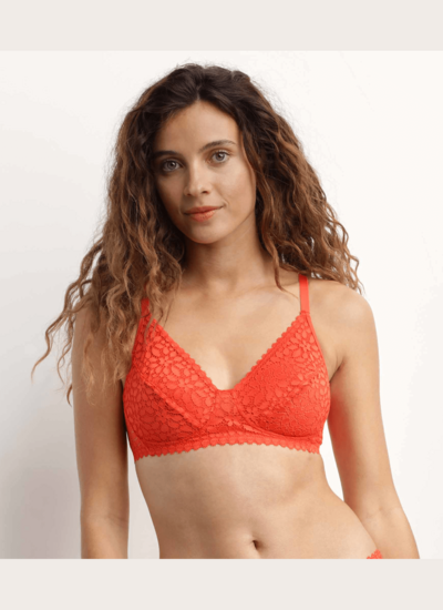 Dim Soutien-gorge triangle sans armature motif floral Rouge Daily Dentelle