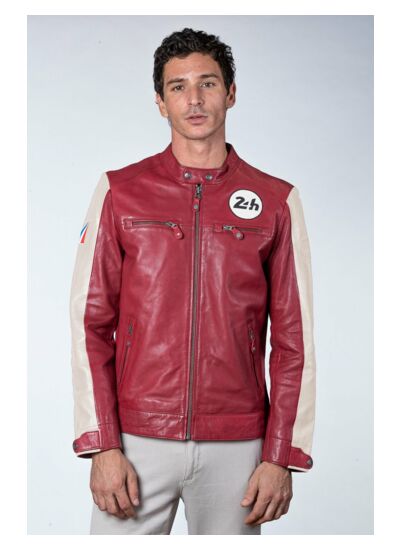 Blouson cuir 24H le mans Max rouge