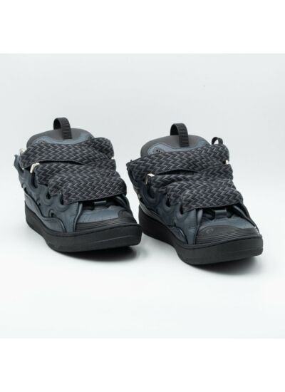 Lanvin Leather Curb Sneaker Dark Grey