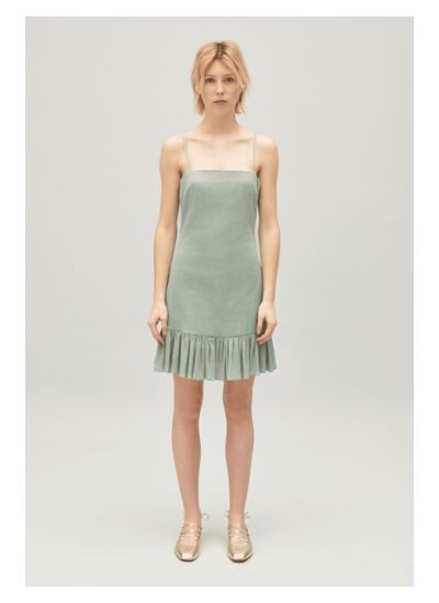 Robe courte volantée amande