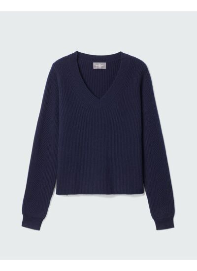 Pull V jeux de côtes - Femme - MARINE
