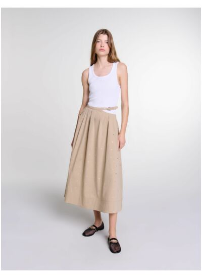Jupe longue cloutée en coton