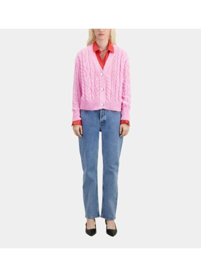 Cardigan Boutonne A Torsades Femme