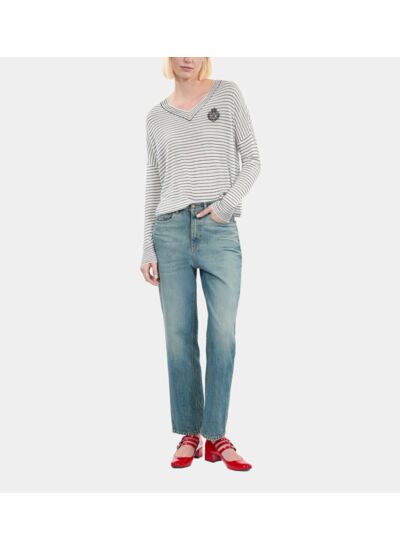 Pull Blason À Rayures En Laine Et Cachemire Femme