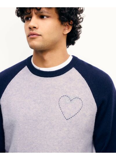 Pull Col Rond Cœur Brodé