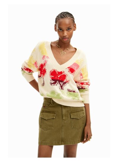 Pull oversize fleurs