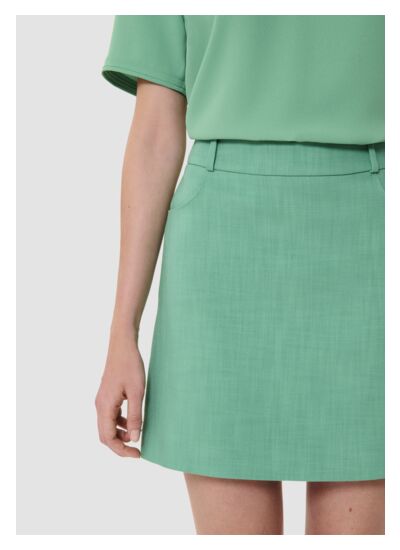 Jupe tailleur Janice-verte en tissus flammé
