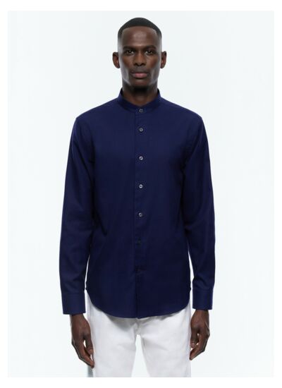 Chemise col grand-père en coton